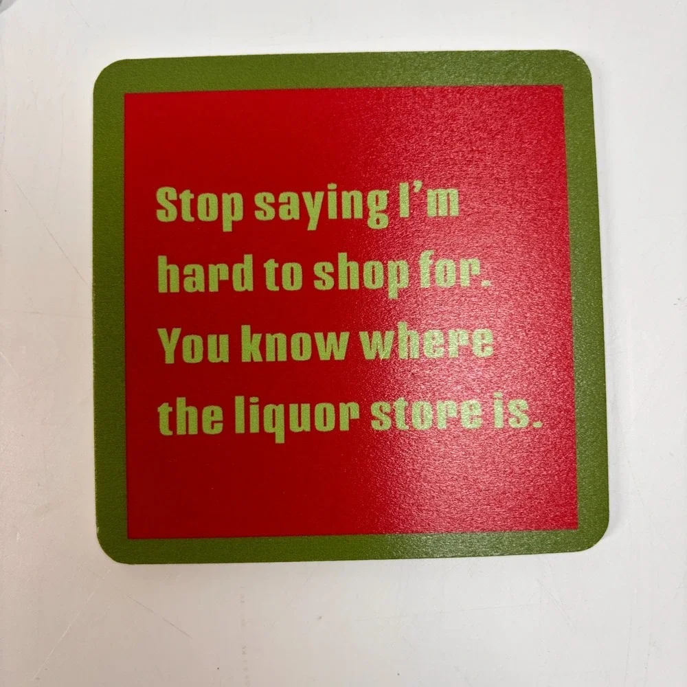 DRINKS ON ME Drink Coasters SET OF 7 Assorted Laugh Out Loud Party Funny Lot NEW